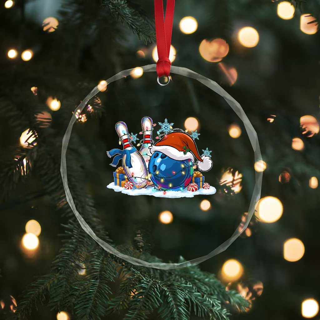 Funny Christmas Bowling Santa Hat Xmas Bowler Crystal Glass Ornament TS11 Print Your Wear