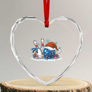 Funny Christmas Bowling Santa Hat Xmas Bowler Heart Crystal Glass Ornament TS11 Transparent Glass 3'' Heart Print Your Wear