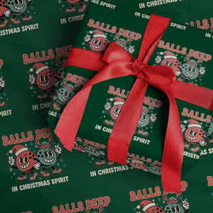 Funny Christmas Bowling Wrapping Paper Roll Balls Deep In Christmas Spirit TS11 Green Print Your Wear