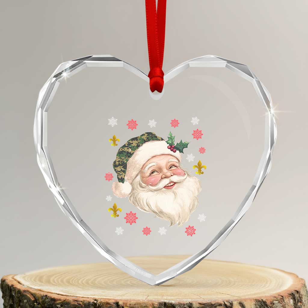 Funny Christmas Cajun Louisiana Santa Papa Noel Heart Crystal Glass Ornament TS11 Transparent Glass 3'' Heart Print Your Wear