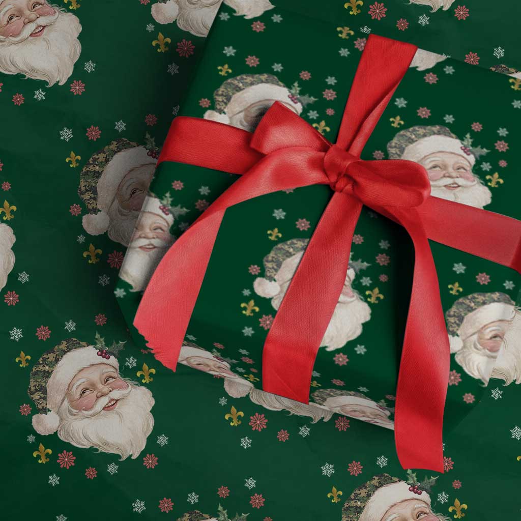 Funny Christmas Cajun Louisiana Santa Papa Noel Wrapping Paper Roll TS11 Green Print Your Wear