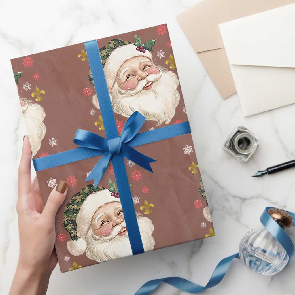 Funny Christmas Cajun Louisiana Santa Papa Noel Wrapping Paper Roll TS11 Mocha Print Your Wear