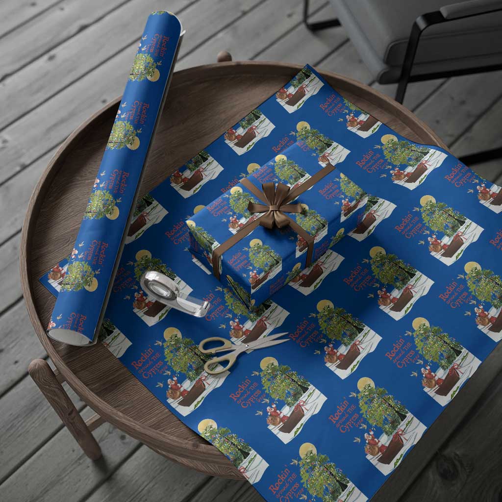 Funny Christmas Cajun Louisiana Wrapping Paper Roll Rockin' Around The Cypress Trees Santa Alligator TS11 Blue Print Your Wear