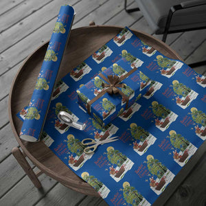 Funny Christmas Cajun Louisiana Wrapping Paper Roll Rockin' Around The Cypress Trees Santa Alligator TS11 Blue Print Your Wear