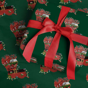Funny Christmas Cajun Wrapping Paper Roll Triple Heaux Santa Louisiana Map Crawfish TS11 Green Print Your Wear