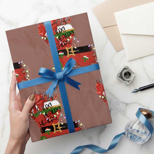 Funny Christmas Cajun Wrapping Paper Roll Triple Heaux Santa Louisiana Map Crawfish TS11 Mocha Print Your Wear