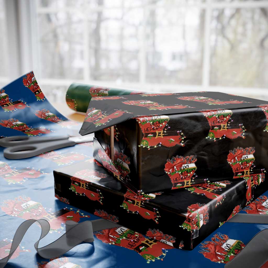 Funny Christmas Cajun Wrapping Paper Roll Triple Heaux Santa Louisiana Map Crawfish TS11 Black Print Your Wear