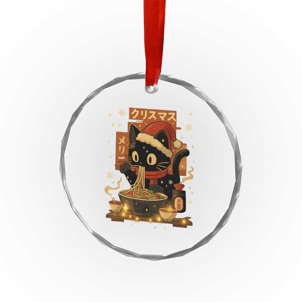 Funny Christmas Cat Ramen Crystal Glass Ornament Xmas Japanese Kawaii Anime Cat TS11 Print Your Wear