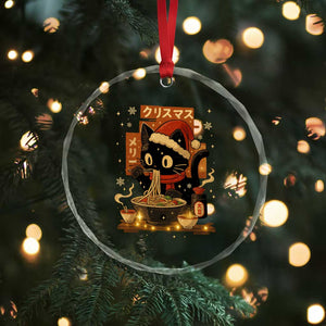 Funny Christmas Cat Ramen Crystal Glass Ornament Xmas Japanese Kawaii Anime Cat TS11 Print Your Wear
