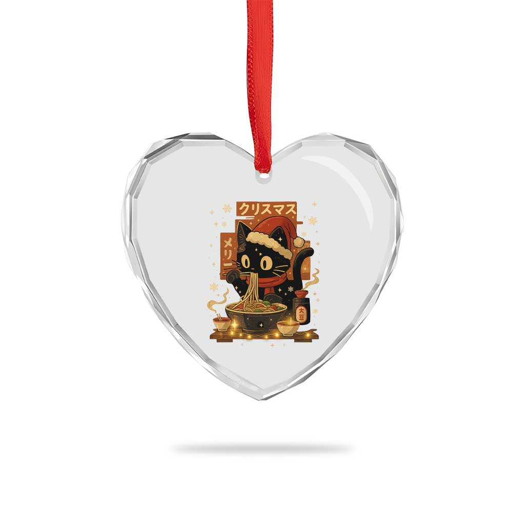 Funny Christmas Cat Ramen Heart Crystal Glass Ornament Xmas Japanese Kawaii Anime Cat TS11 Print Your Wear