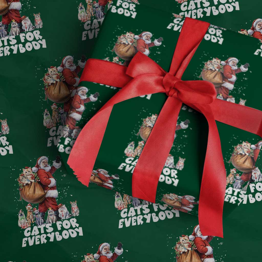 Funny Christmas Cat Wrapping Paper Roll Cats For Everybody Xmas Santa Pet TS11 Green Print Your Wear