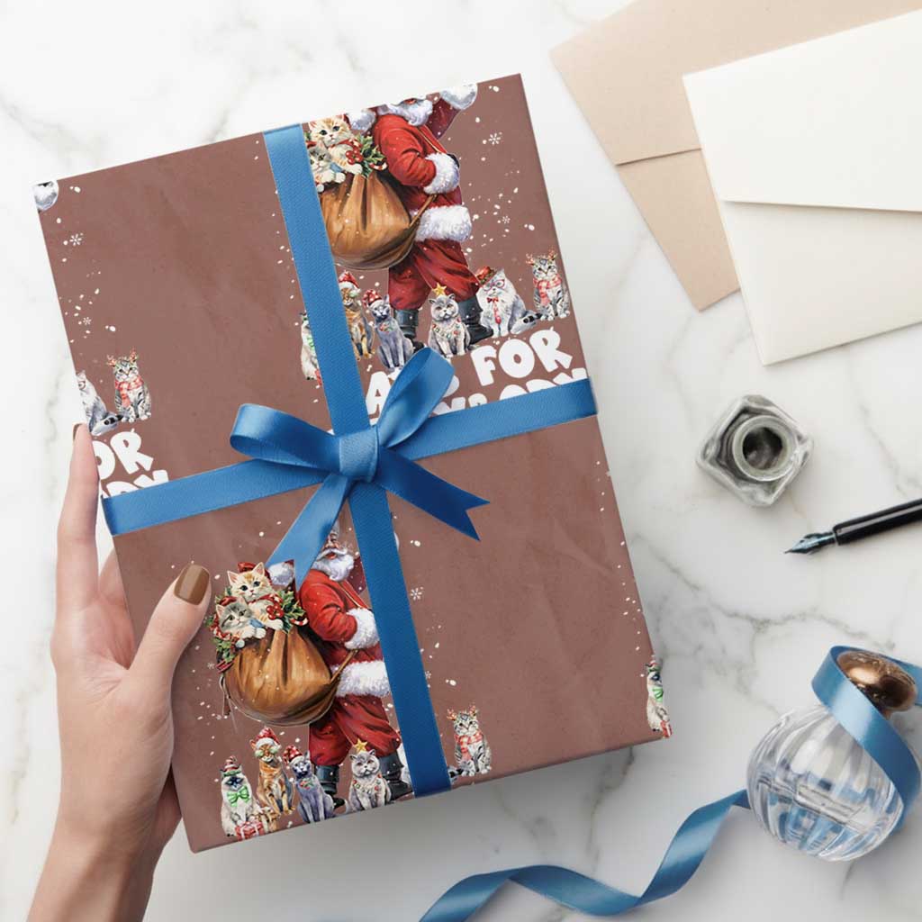 Funny Christmas Cat Wrapping Paper Roll Cats For Everybody Xmas Santa Pet TS11 Mocha Print Your Wear