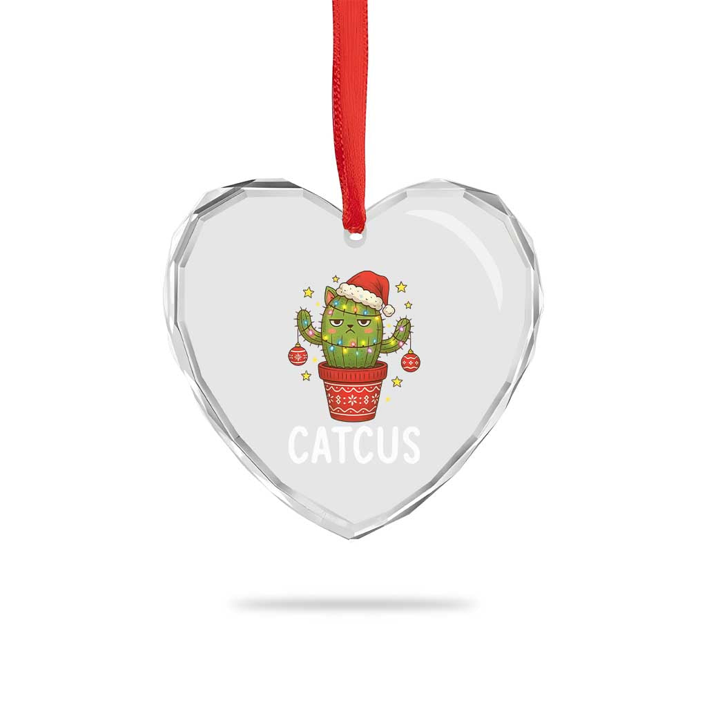 Funny Christmas Catcus Heart Crystal Glass Ornament Succulent Lover Gift TS12 Print Your Wear
