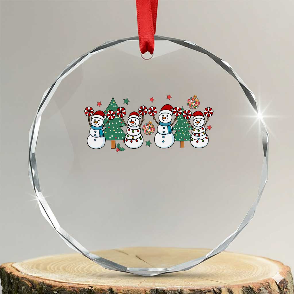 Funny Christmas Cheer Gift Crystal Glass Ornament Santa Snowman Cheerleaders TS12 Transparent Glass 3'' Circle Print Your Wear