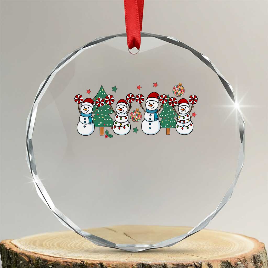 Funny Christmas Cheer Gift Crystal Glass Ornament Santa Snowman Cheerleaders TS12 Transparent Glass 3'' Circle Print Your Wear