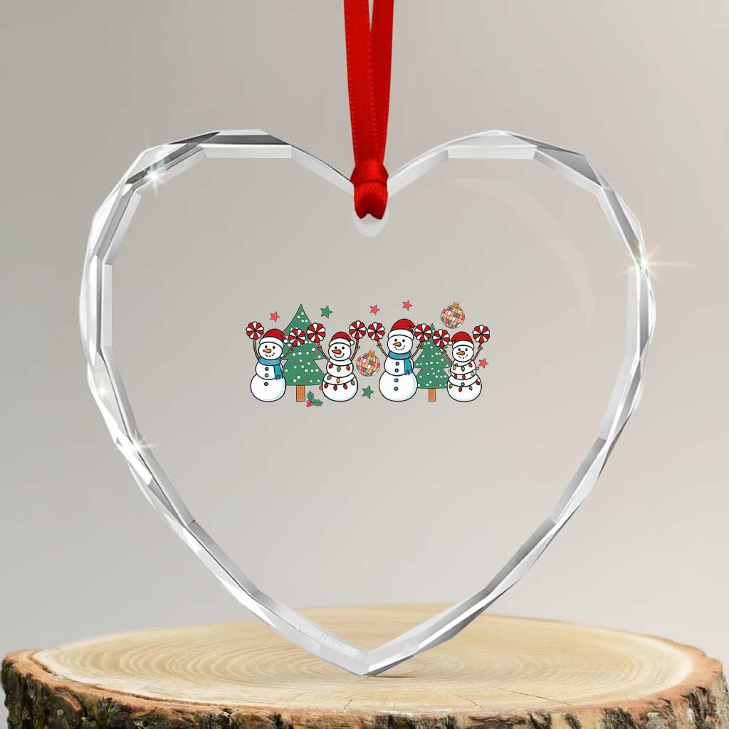 Funny Christmas Cheer Gift Heart Crystal Glass Ornament Santa Snowman Cheerleaders TS12 Transparent Glass 3'' Heart Print Your Wear