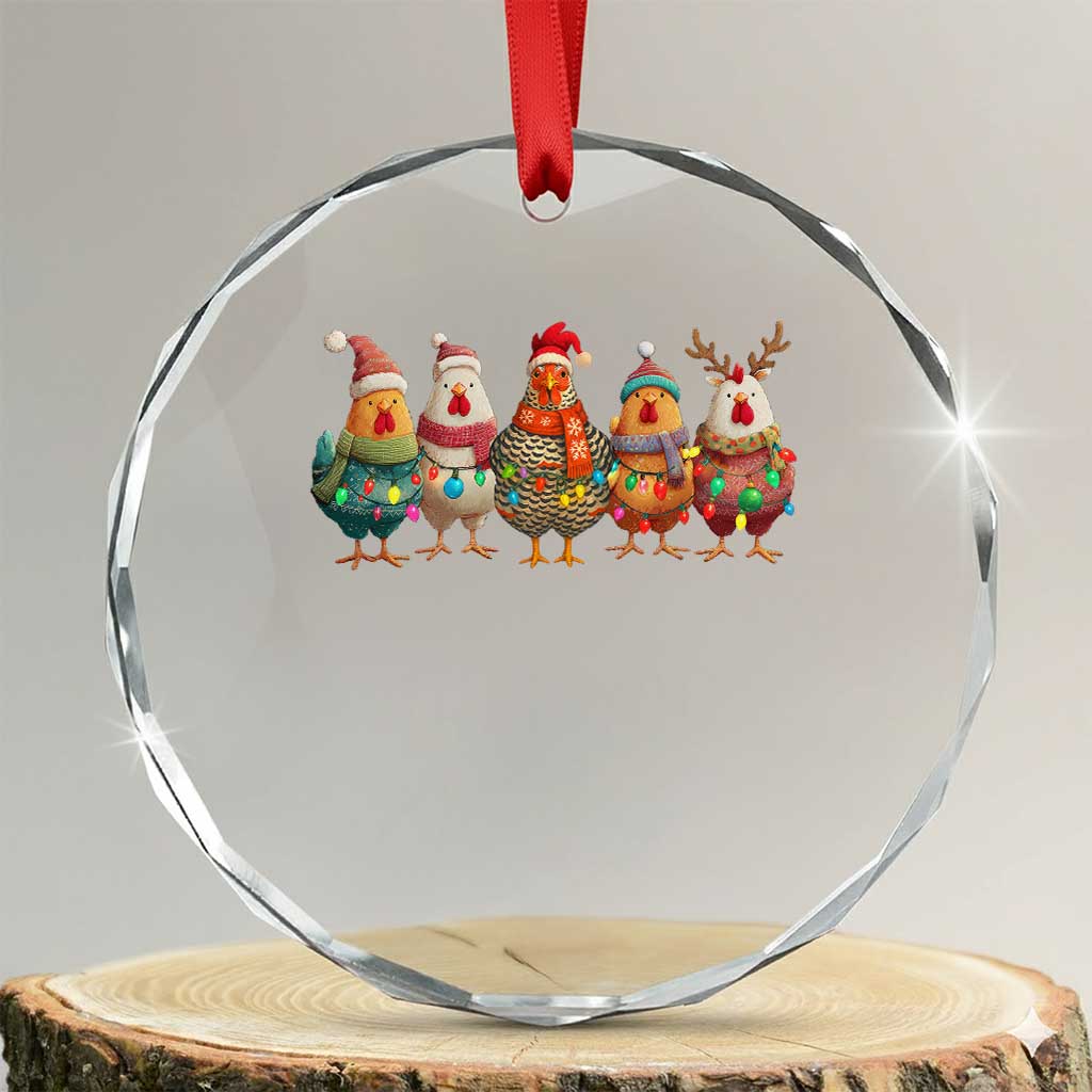 Funny Christmas Chicken Crystal Glass Ornament Funny Xmas Chickens Animals Farm Lover Gift TS10 Transparent Glass 3'' Circle Print Your Wear