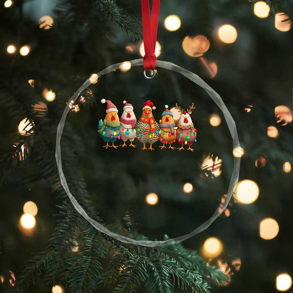Funny Christmas Chicken Crystal Glass Ornament Funny Xmas Chickens Animals Farm Lover Gift TS10 Print Your Wear