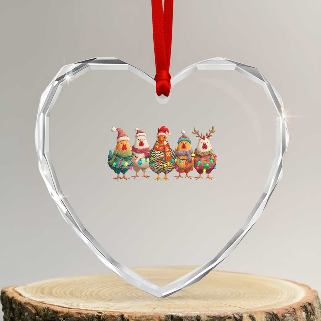 Funny Christmas Chicken Heart Crystal Glass Ornament Funny Xmas Chickens Animals Farm Lover Gift TS10 Transparent Glass 3'' Heart Print Your Wear
