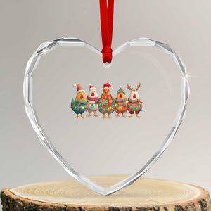 Funny Christmas Chicken Heart Crystal Glass Ornament Funny Xmas Chickens Animals Farm Lover Gift TS10 Transparent Glass 3'' Heart Print Your Wear