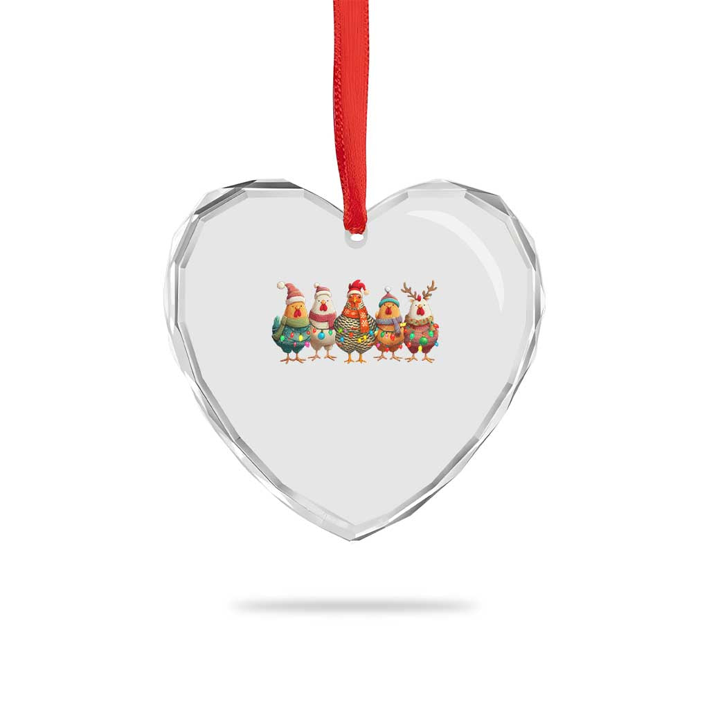 Funny Christmas Chicken Heart Crystal Glass Ornament Funny Xmas Chickens Animals Farm Lover Gift TS10 Print Your Wear