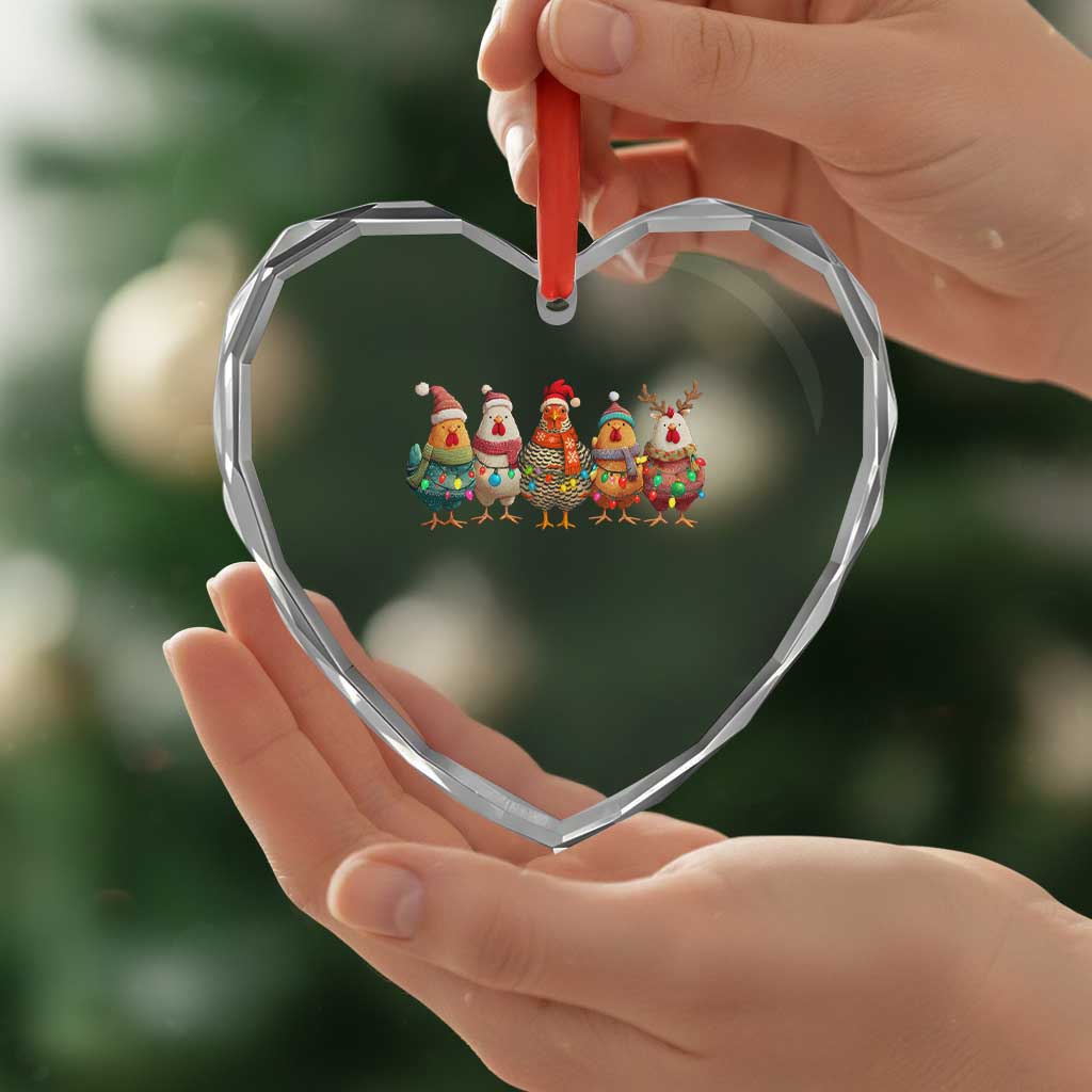 Funny Christmas Chicken Heart Crystal Glass Ornament Funny Xmas Chickens Animals Farm Lover Gift TS10 Print Your Wear