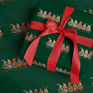 Funny Christmas Chicken Wrapping Paper Roll Funny Xmas Chickens Animals Farm Lover Gift TS10 Green Print Your Wear
