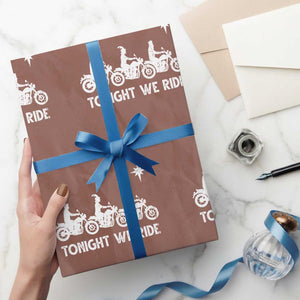 Funny Christmas Christian Biker Wrapping Paper Roll Tonight We Ride Three Wise Men Faith Xmas Motorbikes TS11 Mocha Print Your Wear