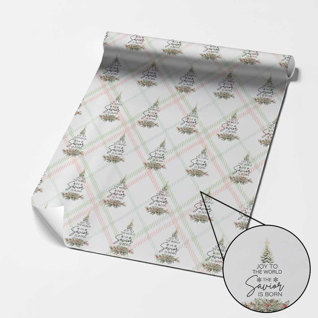 Funny Christmas Christian Faith Wrapping Paper Roll Joy To The World The Savior Is Born Xmas Tree TS11 Christmas Plaid Print Your Wear
