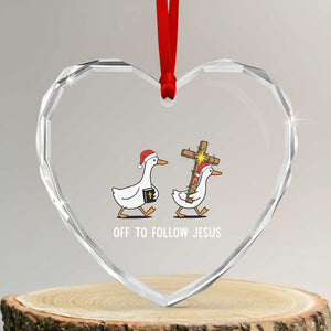 Funny Christmas Christian Goose Heart Crystal Glass Ornament Off To Follow Jesus TS14 Transparent Glass 3'' Heart Print Your Wear
