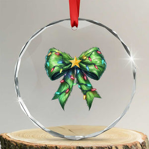 Funny Christmas Coquette Crystal Glass Ornament Green Xmas Tree Bow TS11 Transparent Glass 3'' Circle Print Your Wear