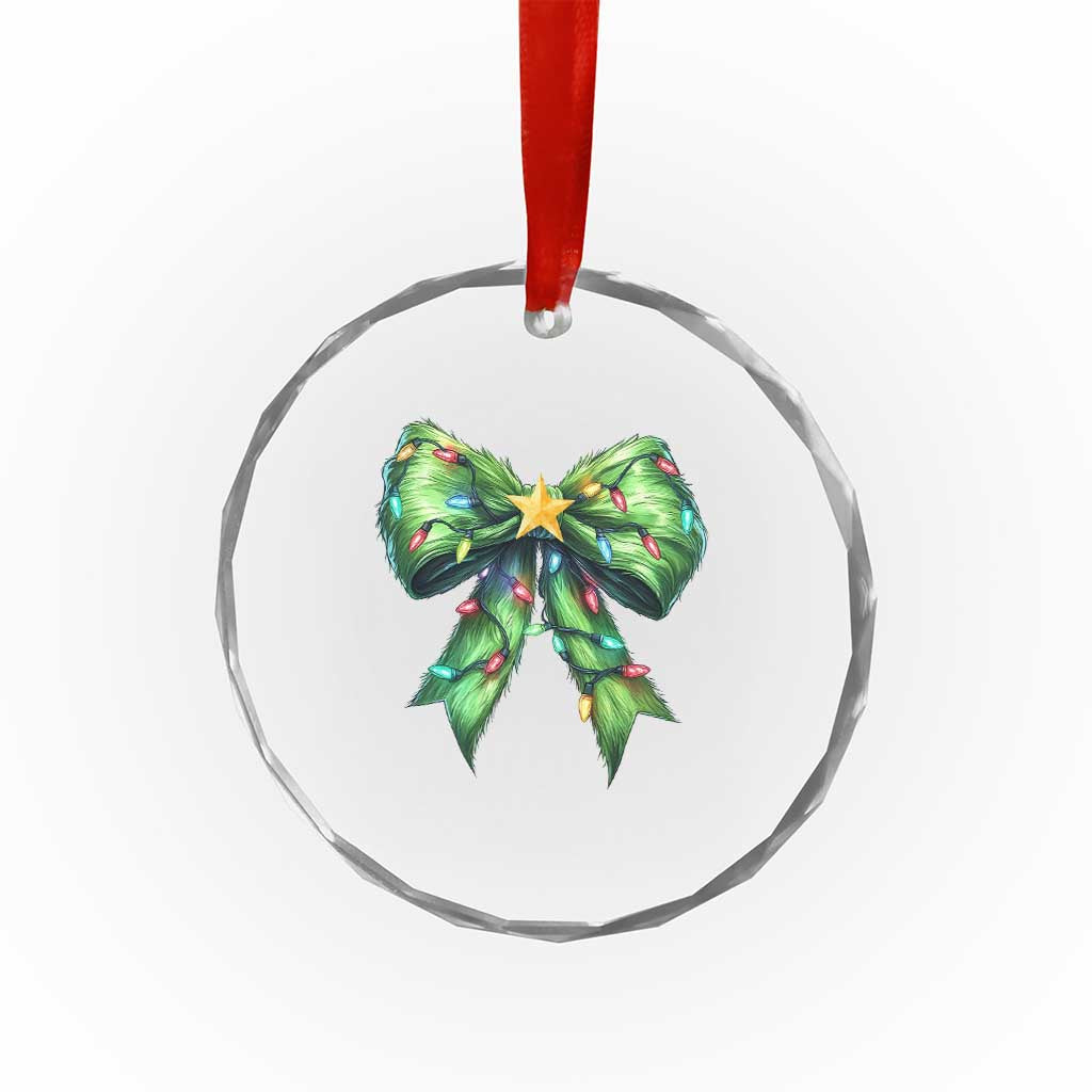 Funny Christmas Coquette Crystal Glass Ornament Green Xmas Tree Bow TS11 Print Your Wear