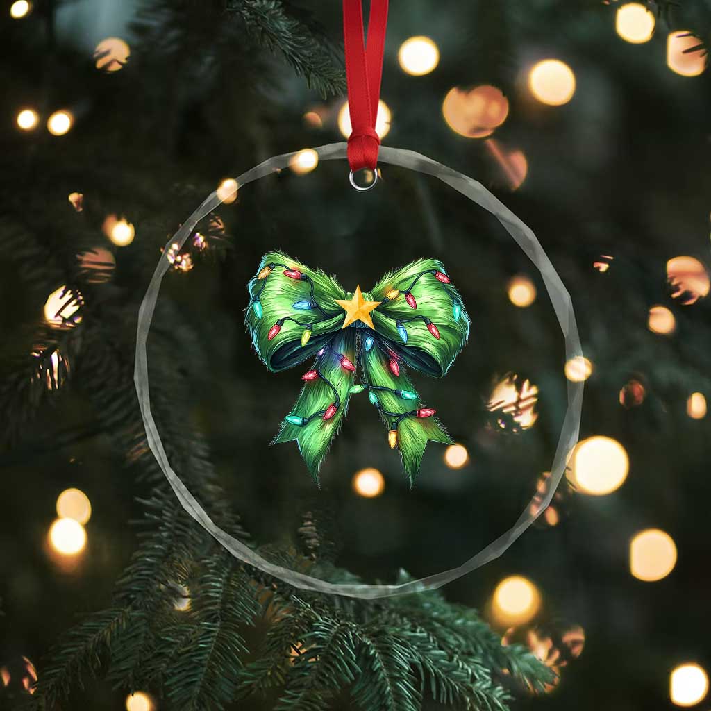 Funny Christmas Coquette Crystal Glass Ornament Green Xmas Tree Bow TS11 Print Your Wear
