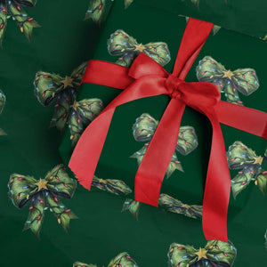 Funny Christmas Coquette Wrapping Paper Roll Green Xmas Tree Bow TS11 Green Print Your Wear