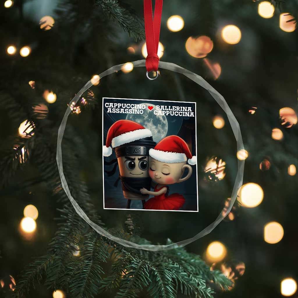 Funny Christmas Couple Crystal Glass Ornament Italian Brainrot Meme TS14 Print Your Wear
