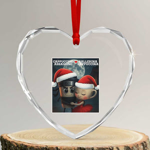Funny Christmas Couple Heart Crystal Glass Ornament Italian Brainrot Meme TS14 Transparent Glass 3'' Heart Print Your Wear