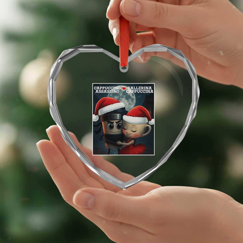 Funny Christmas Couple Heart Crystal Glass Ornament Italian Brainrot Meme TS14 Print Your Wear