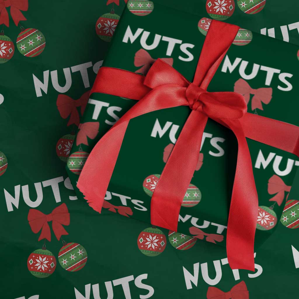 Funny Christmas Couple Wrapping Paper Roll Chest Nuts Baubles TS11 Green Print Your Wear