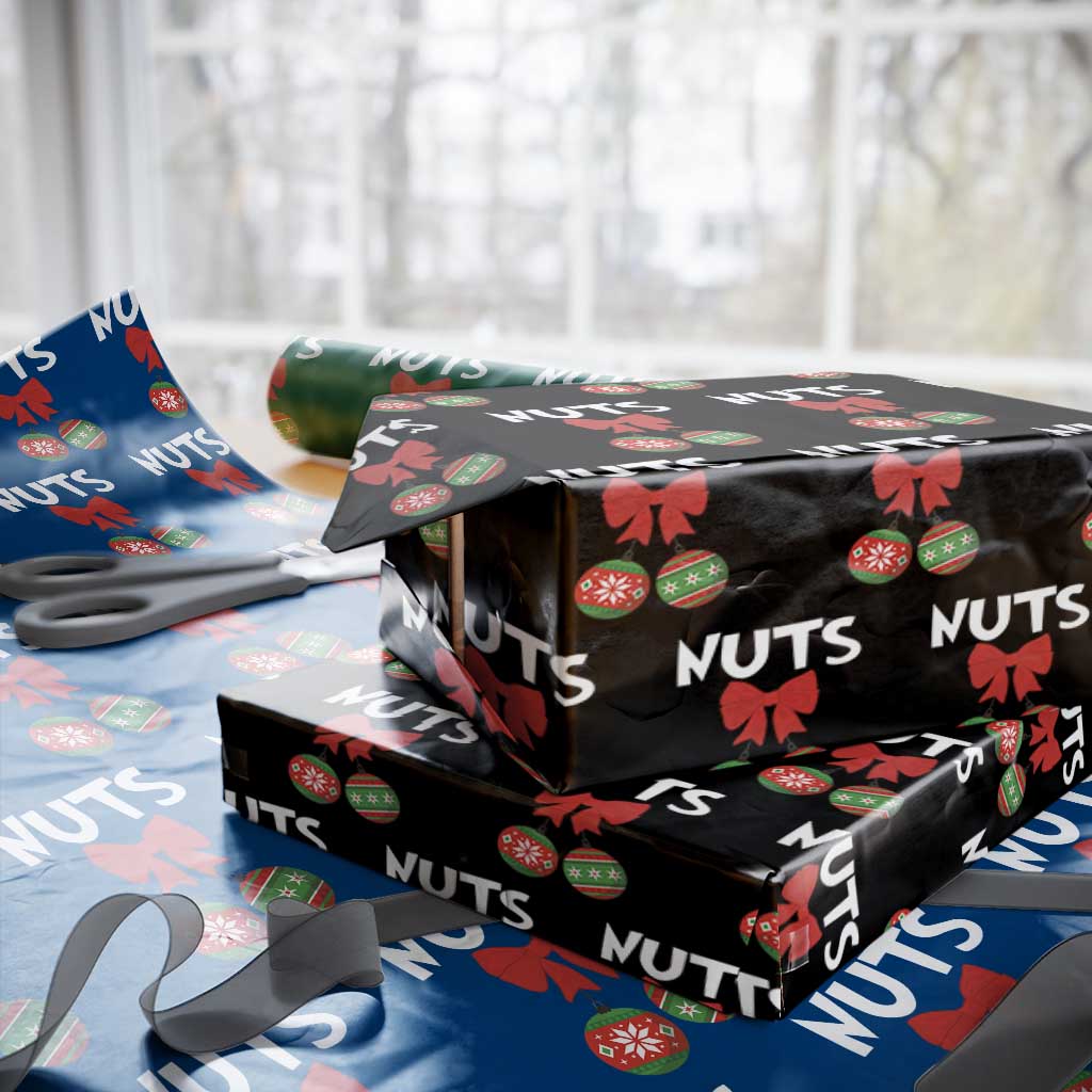 Funny Christmas Couple Wrapping Paper Roll Chest Nuts Baubles TS11 Black Print Your Wear