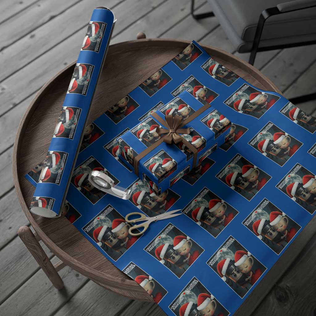Funny Christmas Couple Wrapping Paper Roll Italian Brainrot Meme TS14 Blue Print Your Wear