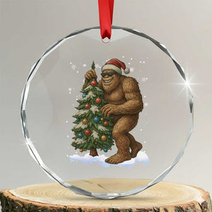 Funny Christmas Crystal Glass Ornament Bigfoot Decorating Xmas Tree Gift TS12 Transparent Glass 3'' Circle Print Your Wear