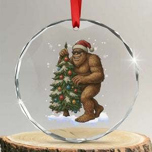 Funny Christmas Crystal Glass Ornament Bigfoot Decorating Xmas Tree Gift TS12 Transparent Glass 3'' Circle Print Your Wear