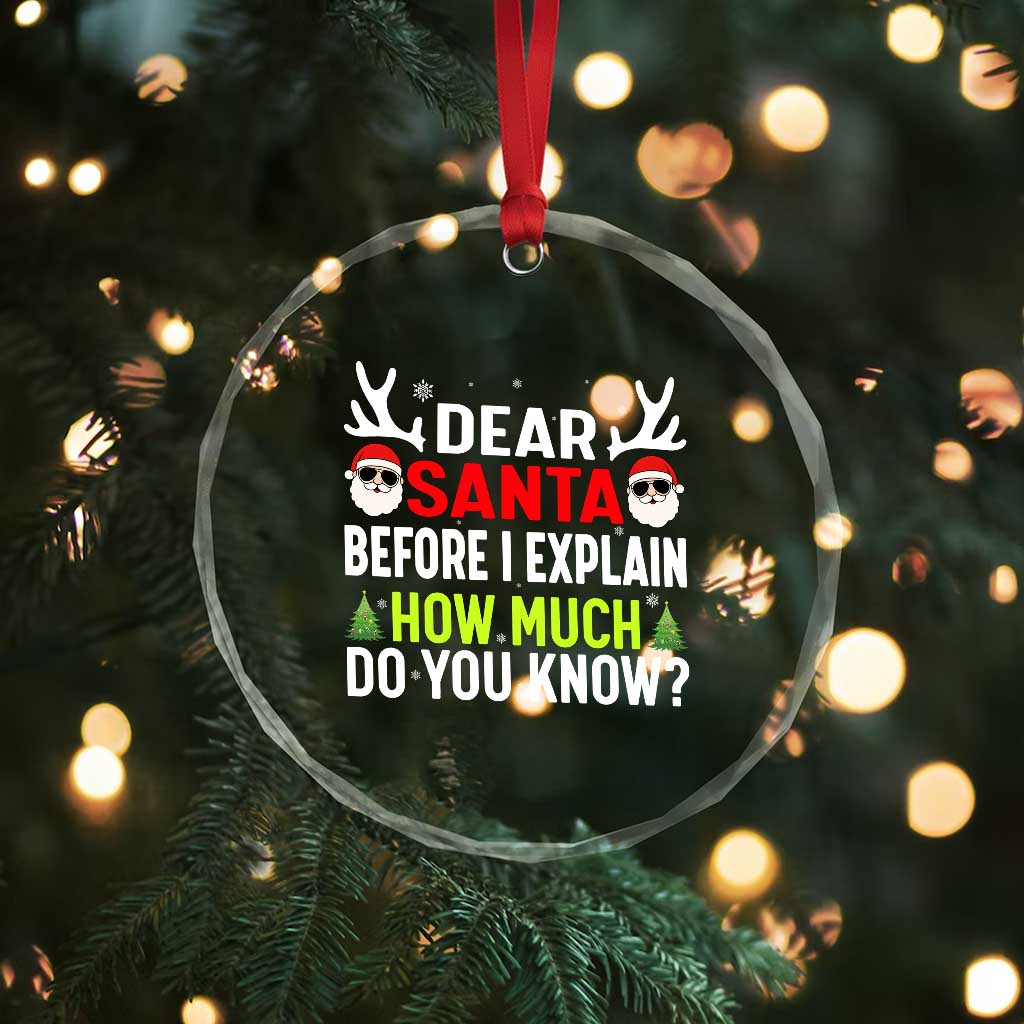Funny Christmas Crystal Glass Ornament Dear Santa I Can Explain How Much Do You Know TS10 Print Your Wear