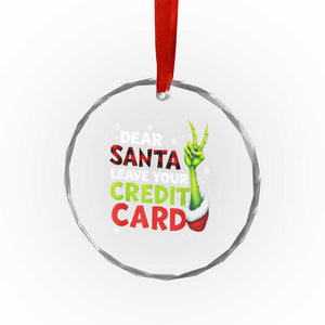 Funny Christmas Crystal Glass Ornament Dear Santa Leave Your Credit Card Red Plaid Pajamas TS10 Print Your Wear