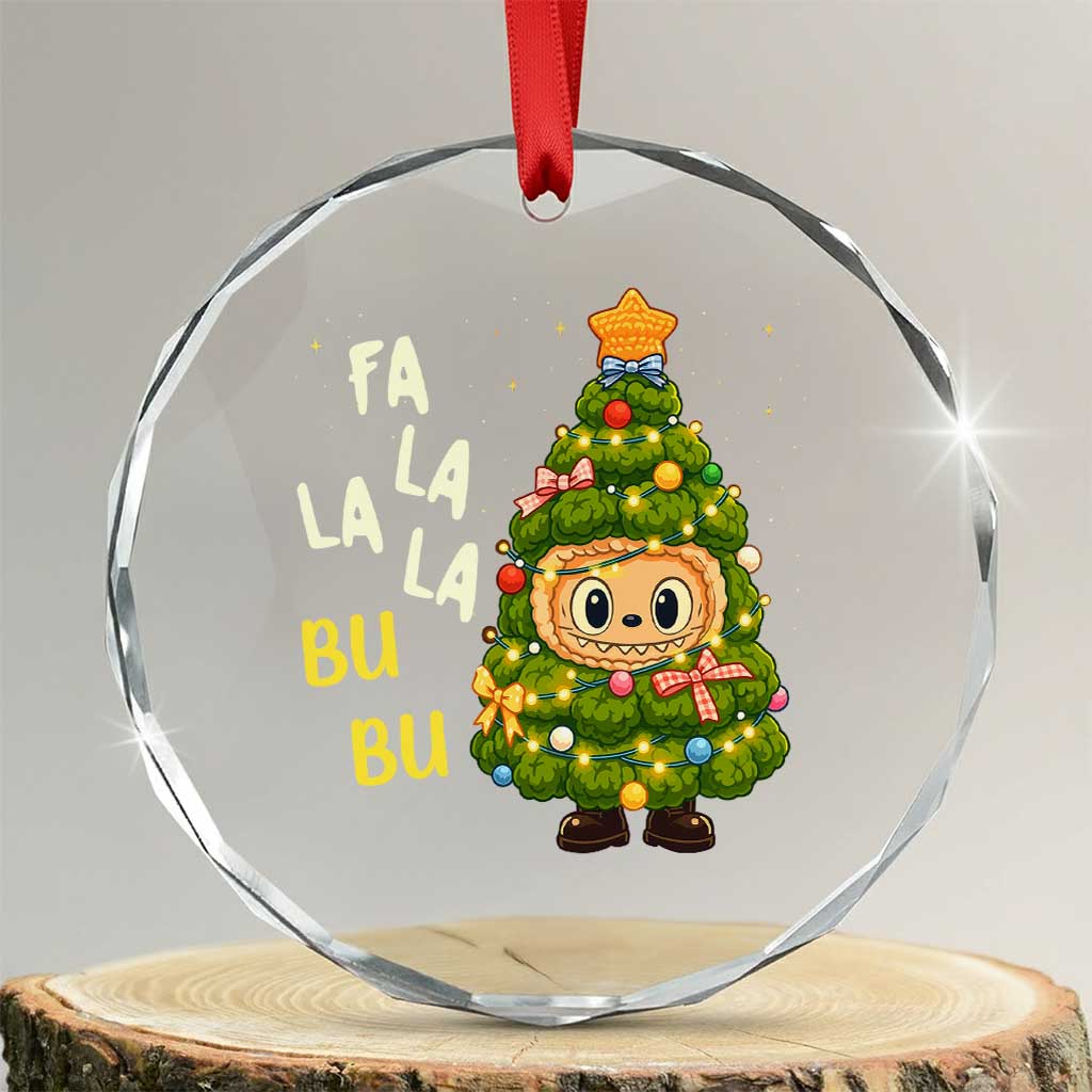 Funny Christmas Crystal Glass Ornament Fa La La La Bu Bu Xmas Song Kawaii Bubu TS10 Transparent Glass 3'' Circle Print Your Wear