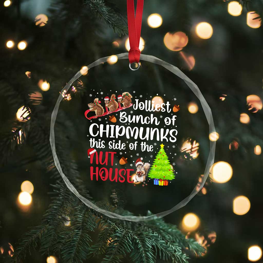 Funny Christmas Crystal Glass Ornament Jolliest Bunch Of Chipmunks This Side Of The Nut House TS10 Print Your Wear