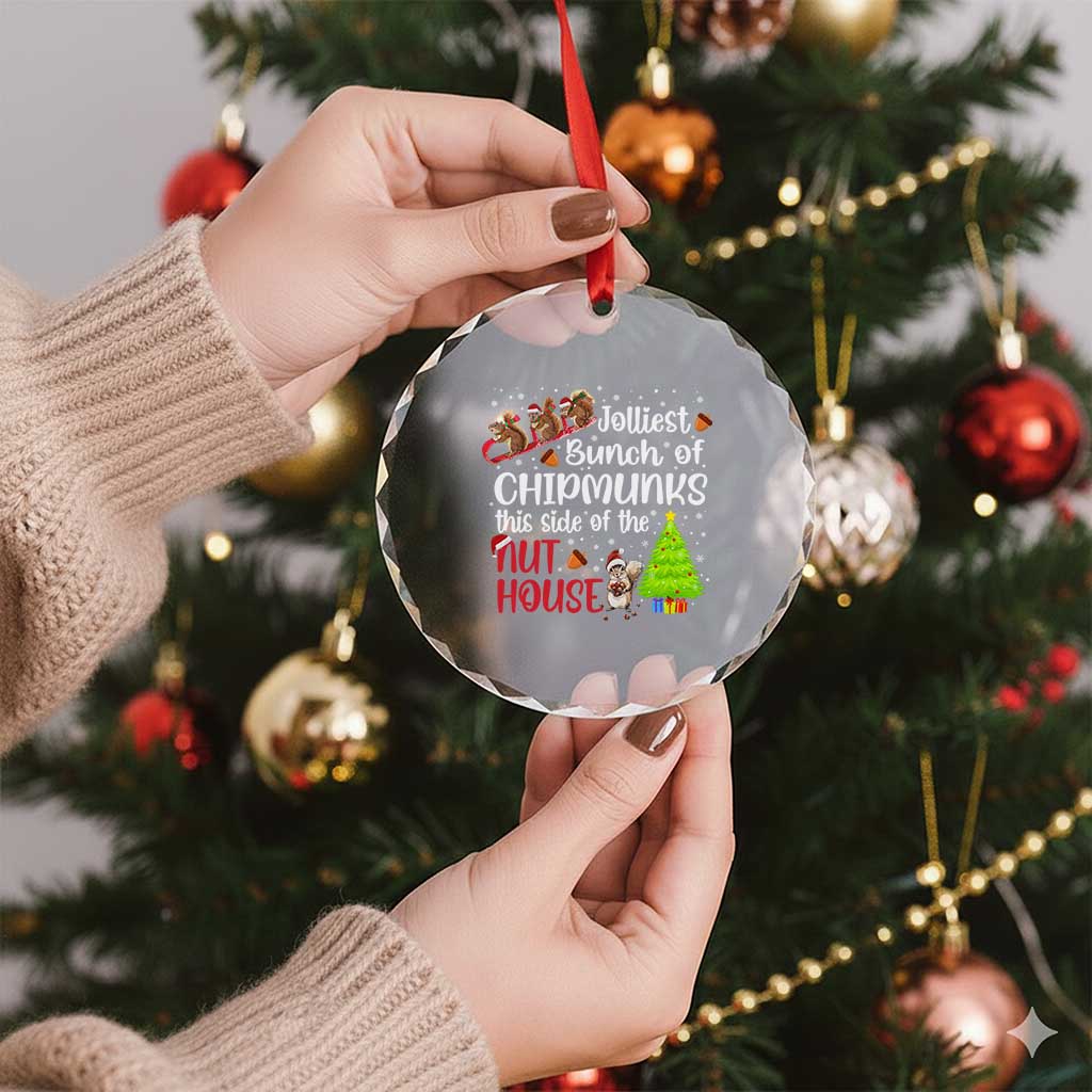 Funny Christmas Crystal Glass Ornament Jolliest Bunch Of Chipmunks This Side Of The Nut House TS10 Print Your Wear