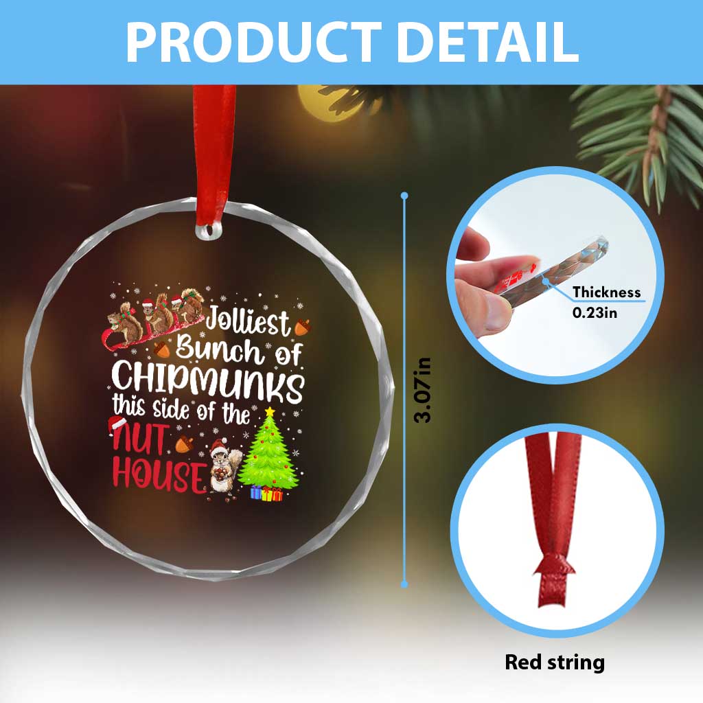 Funny Christmas Crystal Glass Ornament Jolliest Bunch Of Chipmunks This Side Of The Nut House TS10 Print Your Wear