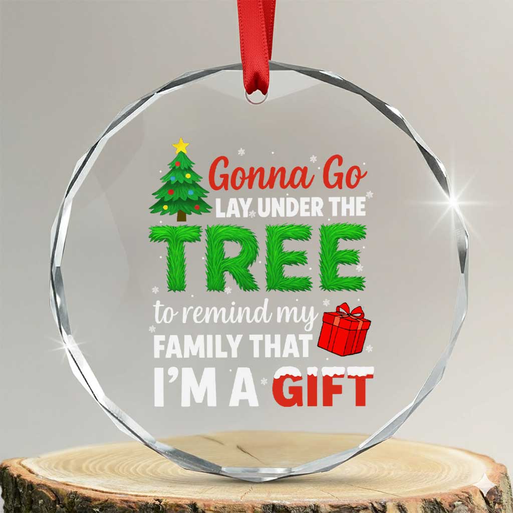 Funny Christmas Crystal Glass Ornament Lay Under The Tree Xmas Family Pajama Gift TS10 Transparent Glass 3'' Circle Print Your Wear