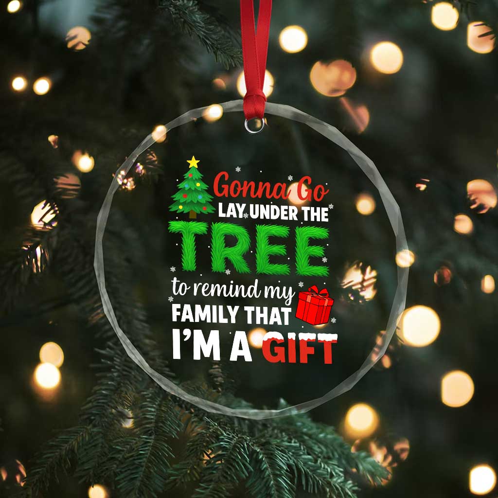 Funny Christmas Crystal Glass Ornament Lay Under The Tree Xmas Family Pajama Gift TS10 Print Your Wear